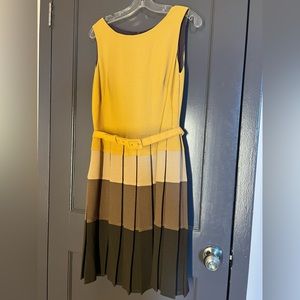 A-line pleated lined sleeveless dress